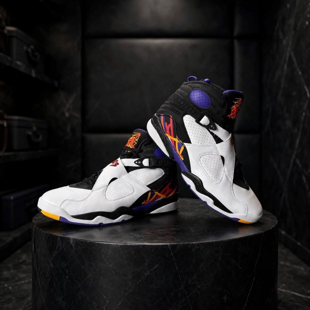 Size 13.5 - Jordan 8 Retro Three Peat 305381-142 White Black Concord 2015